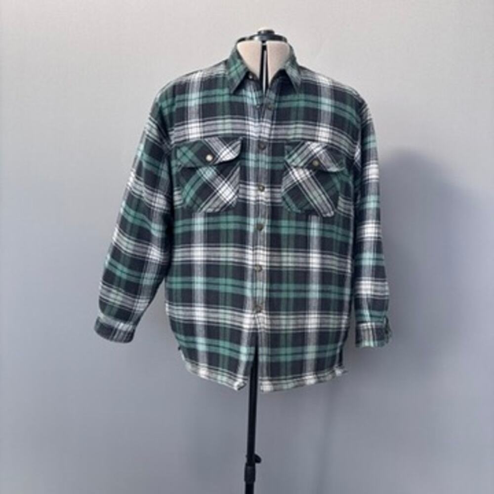 Canyon Guide Outfitters Vintage Green and Black Plaid Work Shirt Jacket XL